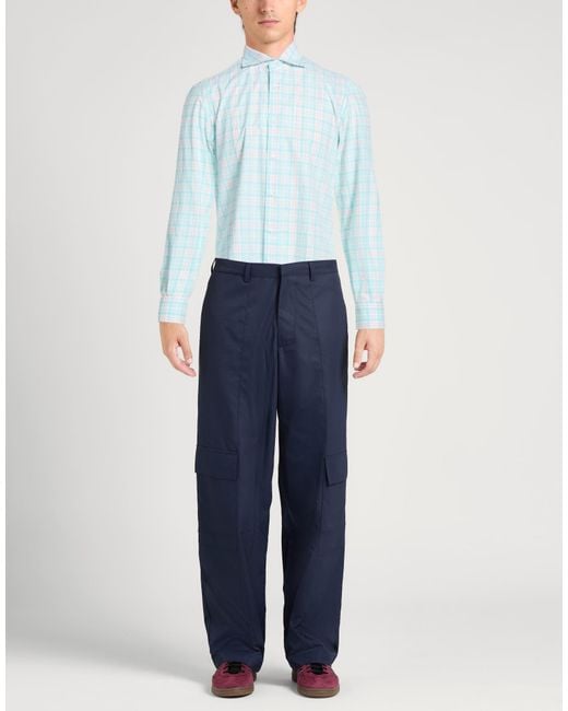 Isaia Blue Shirt Cotton for men