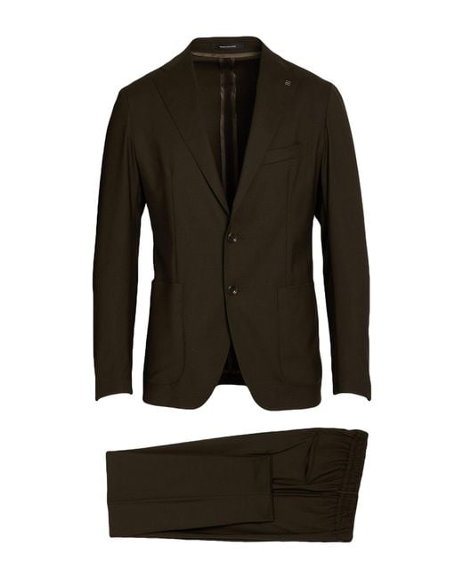 Tagliatore Black Dark Suit Virgin Wool, Elastane for men