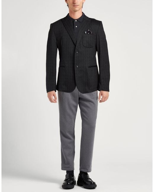 Daniele Alessandrini Black Charcoal Blazer Polyester, Viscose, Elastane for men