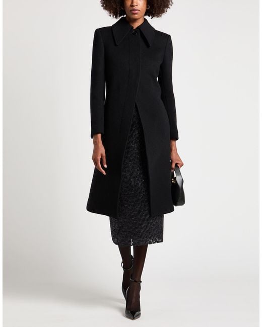 McQueen Black Coat Wool, Cashmere