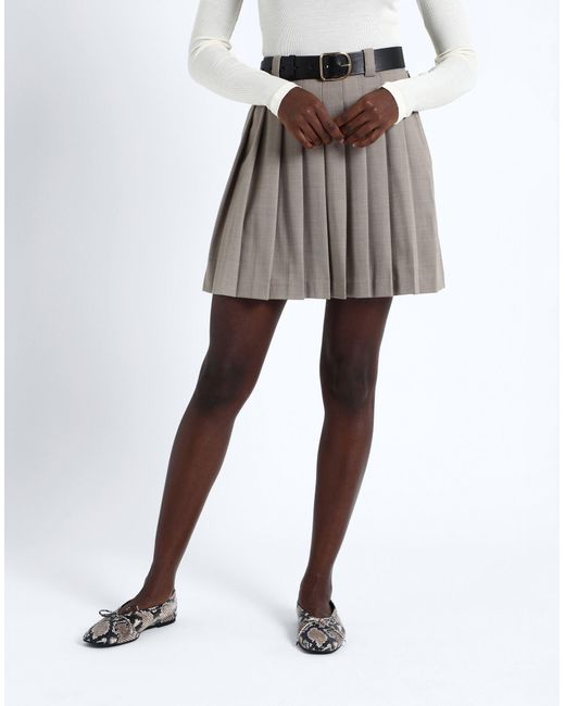 ARKET Natural Khaki Mini Skirt Wool, Polyester, Elastane