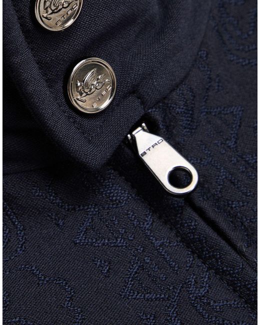 Etro Blue Midnight Jacket Wool, Polyester, Cotton for men