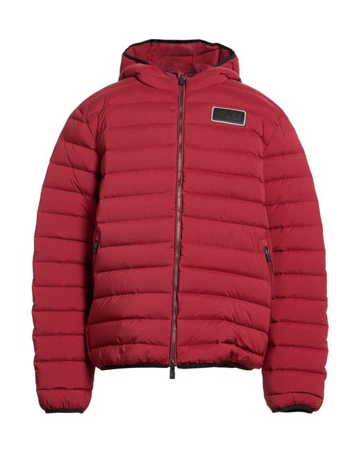 EA7 Red Burgundy Puffer Polyester, Elastane for men