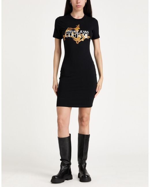 Versace Jeans Couture Black Mini Dress Cotton, Elastane