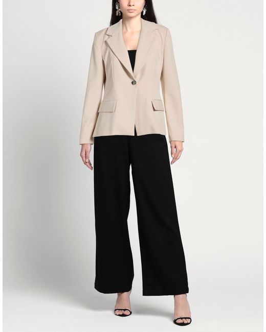 SIMONA CORSELLINI Natural Blazer Polyester, Viscose, Elastane