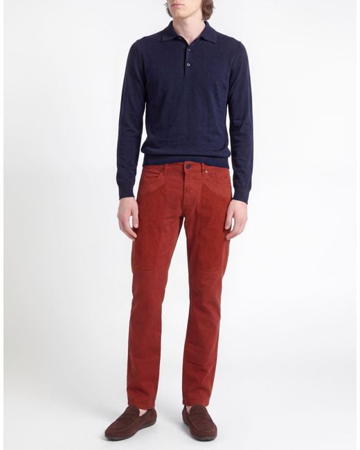 Jeckerson Red Pants Cotton, Elastane for men