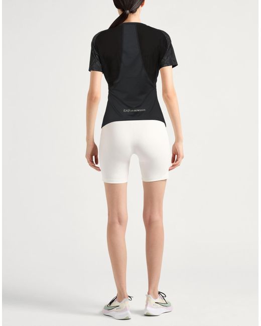 EA7 Black T-Shirt Recycled Polyester, Elastane, Polyamide