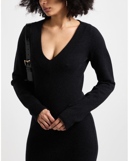 Sportmax Black Midi Dress Wool, Cashmere, Polyamide, Elastane