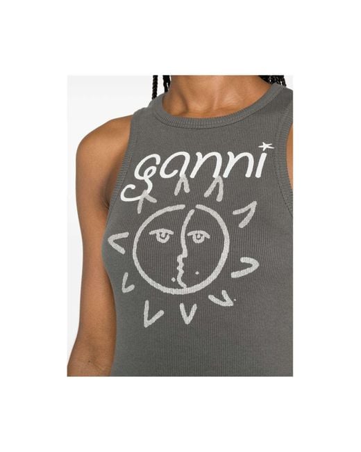 Camiseta de tirantes Ganni de color Gray
