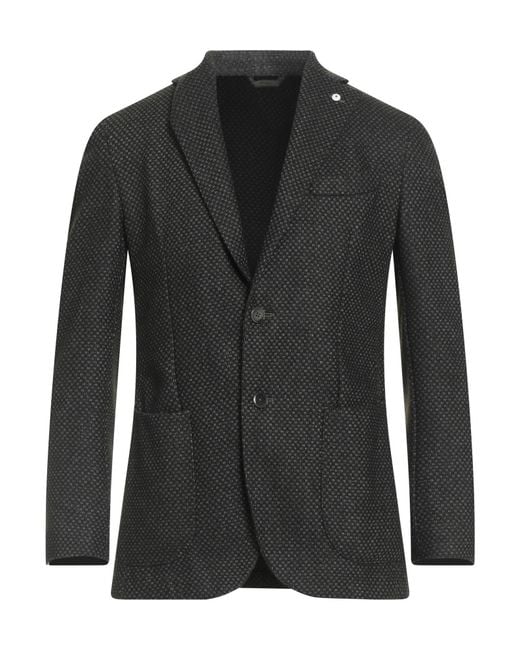 L.b.m. 1911 Black Dark Blazer Wool, Polyester, Polyamide for men