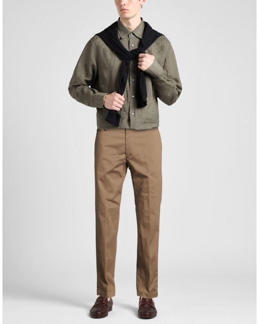 Paolo Pecora Natural Khaki Pants Cotton, Elastane for men