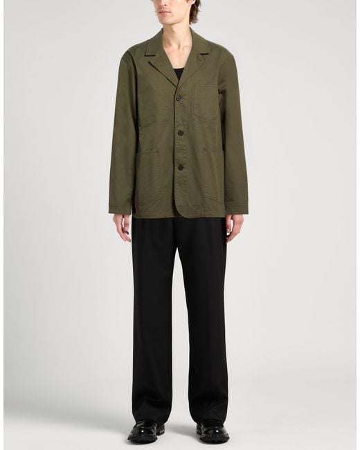 Officine Generale Green Military Blazer Cotton, Elastane for men