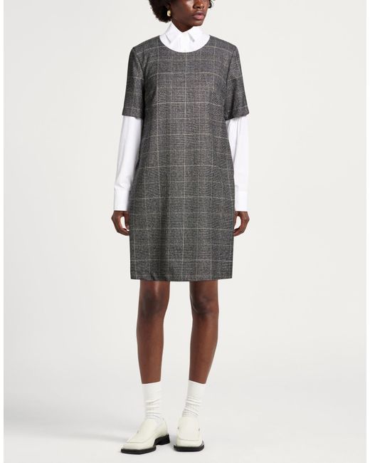 Caliban Gray Mini Dress Polyester, Polyamide, Cotton