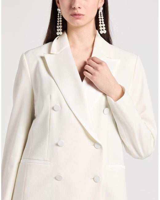 Antonelli White Blazer Polyester, Virgin Wool, Elastane