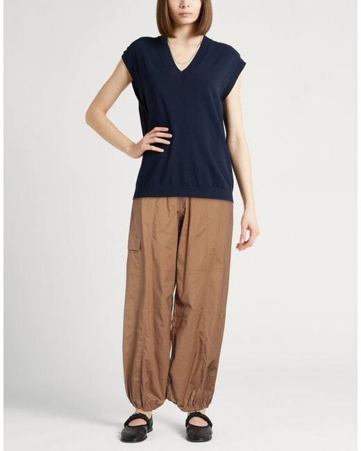 .., merci italia Brown Camel Pants Cotton, Elastane