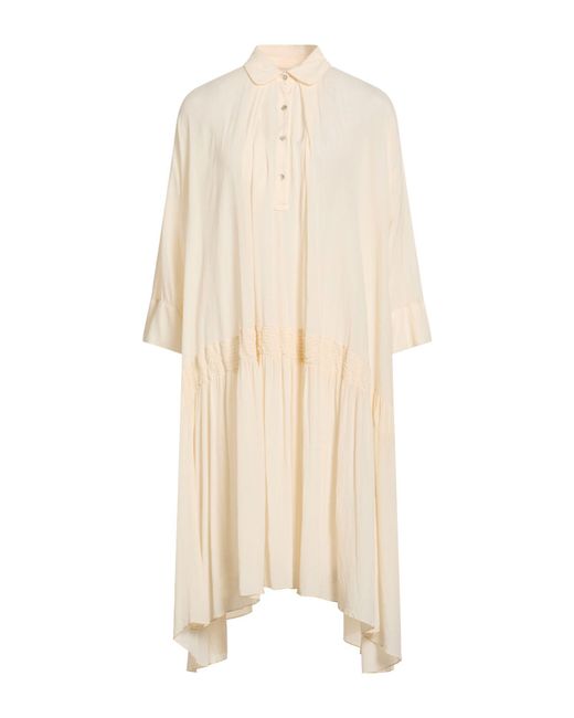 ALESSIA SANTI Natural Cream Midi Dress Viscose, Silk