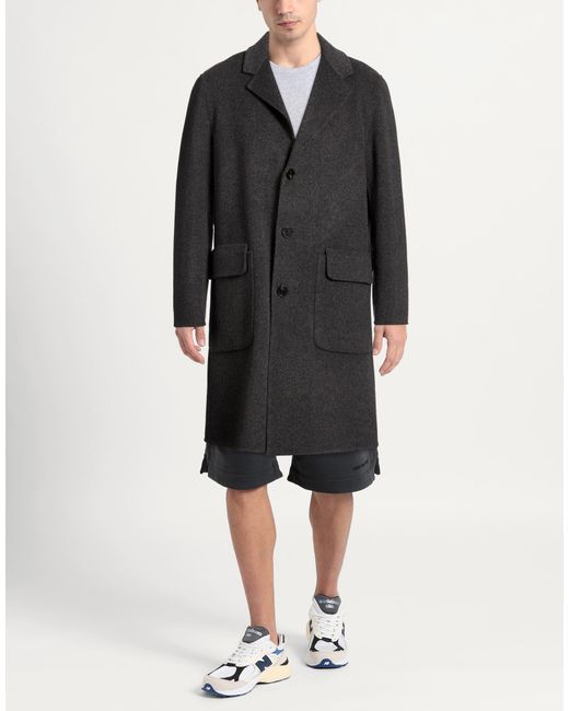 Paltò Black Fabbrica Charcoal Coat Wool, Nylon for men