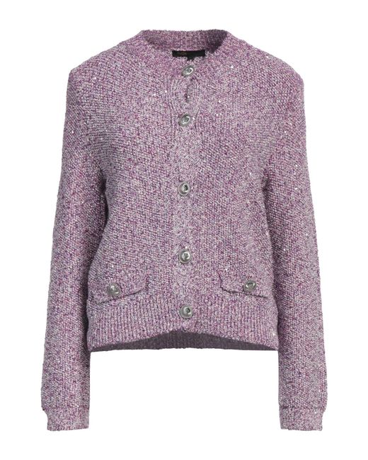 Maje Purple Cardigan Polyester, Cotton, Viscose, Polyamide, Elastane