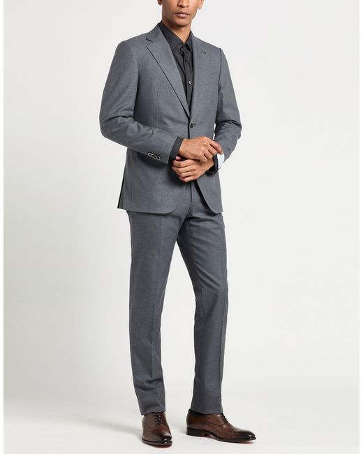Caruso Gray Suit Cotton, Wool for men