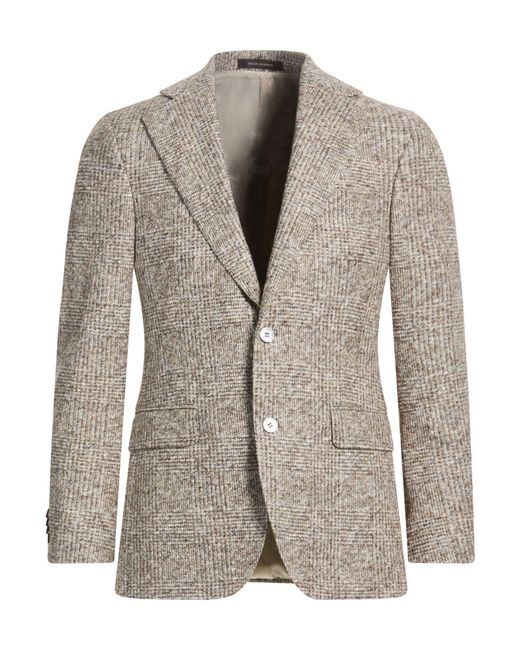 Oscar Jacobson Brown Blazer Cotton, Wool, Polyester for men