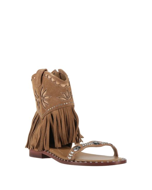 Ash Brown Khaki Sandals Leather