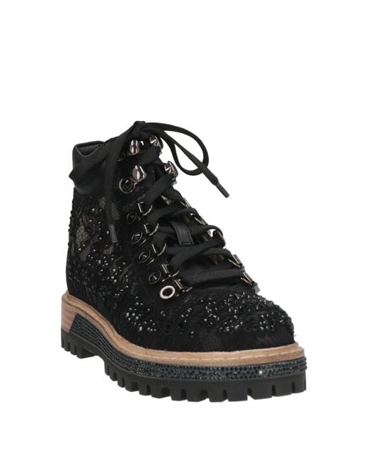 Le Silla Black Ankle Boots Leather, Textile Fibers