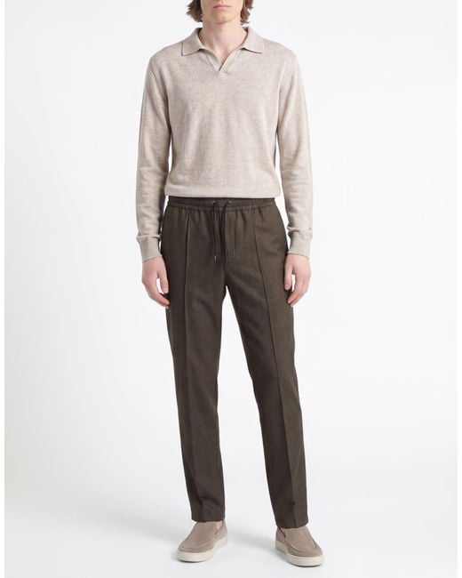 Isaia Gray Charcoal Pants Cotton for men