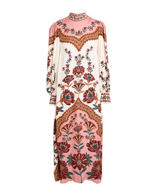 Farm Rio Red Midi Dress Viscose