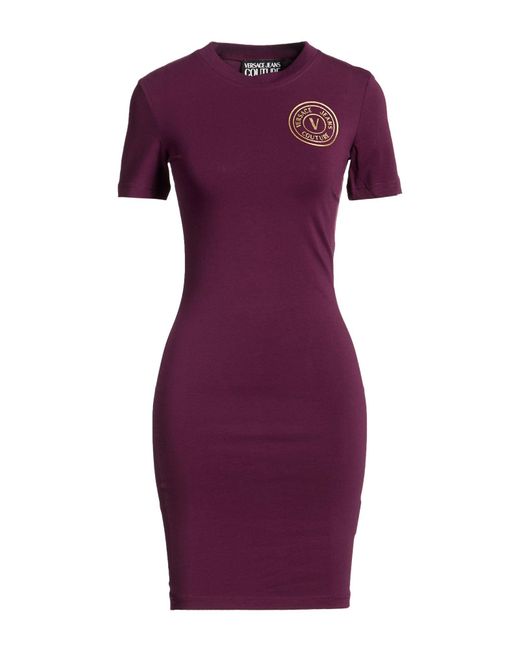 Versace Jeans Couture Purple Burgundy Mini Dress Cotton, Elastane