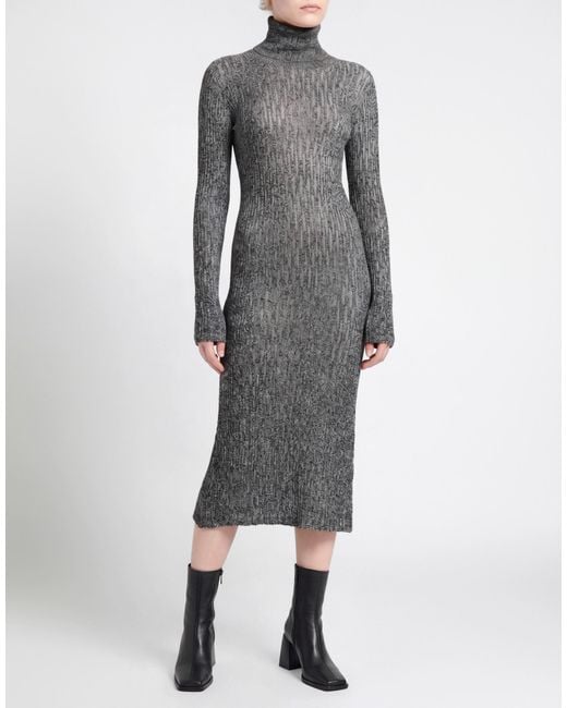 Roberto Collina Gray Midi Dress Merino Wool