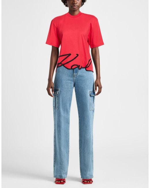 Karl Lagerfeld Red T-Shirt Organic Cotton