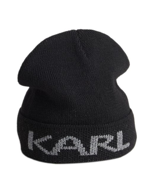 Karl Lagerfeld Black Hat Acrylic, Wool, Viscose, Alpaca Wool for men