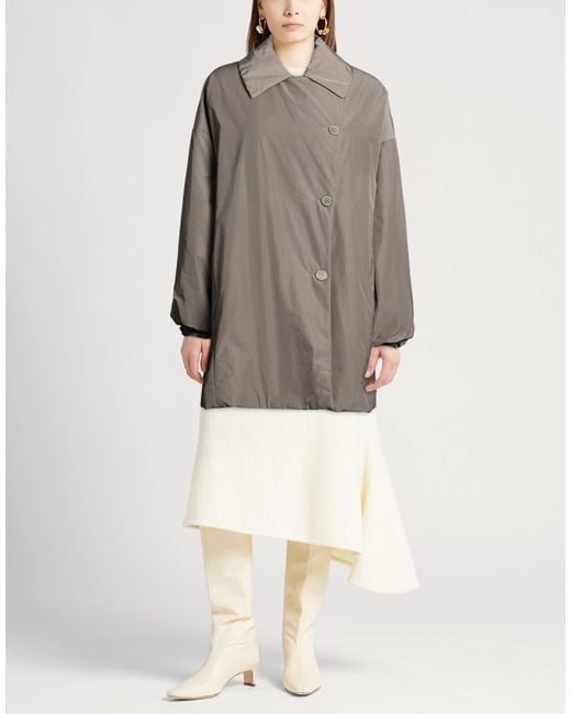 Hevò Brown Taupe Coat Polyester, Cotton