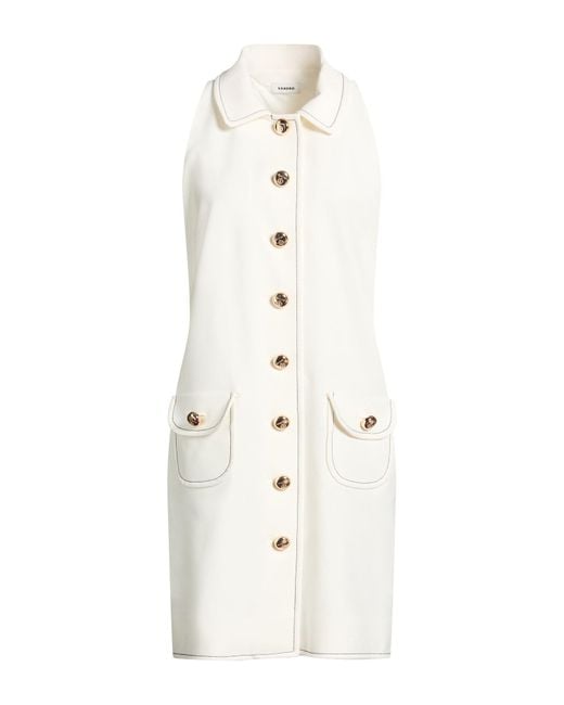 Sandro White Mini Dress Polyester, Elastane