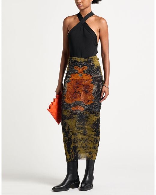 Jean Paul Gaultier Orange Maxi Skirt Polyamide