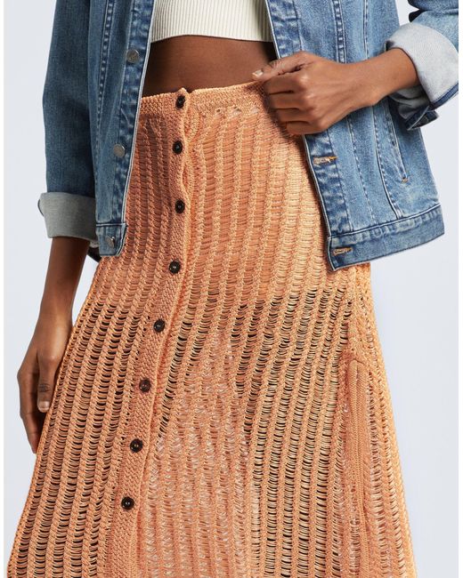 Solid & Striped Orange Midi Skirt