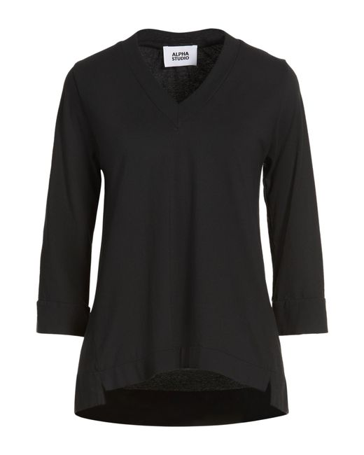 Alpha Studio Black T-Shirt Cotton, Elastane