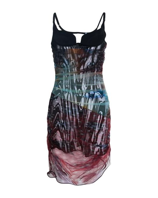 Mugler Red Burgundy Mini Dress Viscose, Polyamide