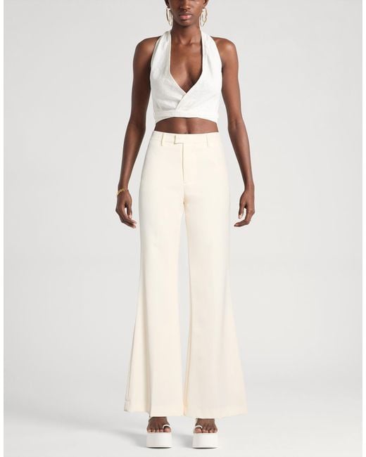 Berwich White Ivory Pants Polyester, Elastane