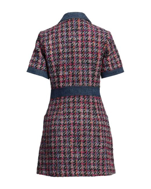 Sandro Blue Fuchsia Mini Dress Acrylic, Cotton, Polyester, Virgin Wool, Viscose