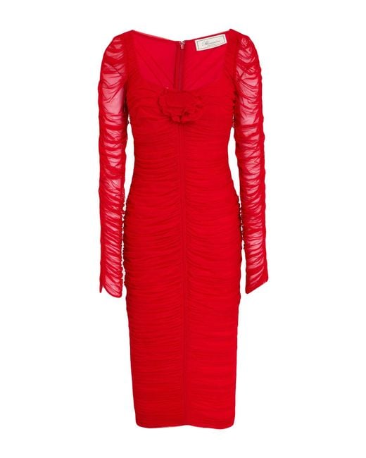 Blumarine Red Midi Dress Polyamide, Elastane