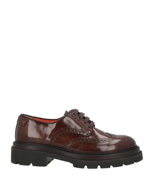 Santoni Brown Lace-Up Shoes Leather for men