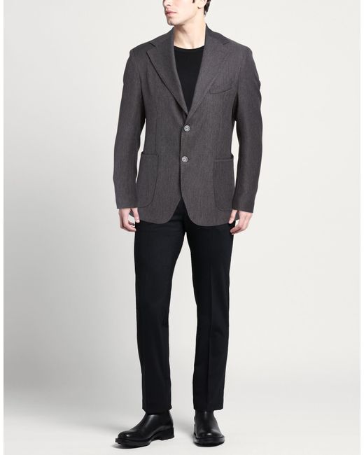 Exte Gray Blazer Polyester, Viscose for men
