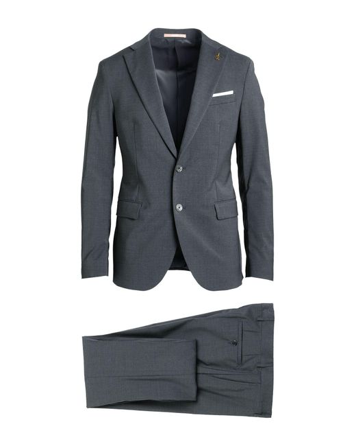 Paoloni Black Suit Virgin Wool, Elastane for men