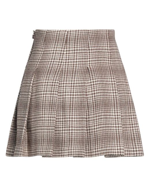 Brunello Cucinelli Natural Mini Skirt Virgin Wool, Linen, Metallic Fiber, Polyamide, Brass