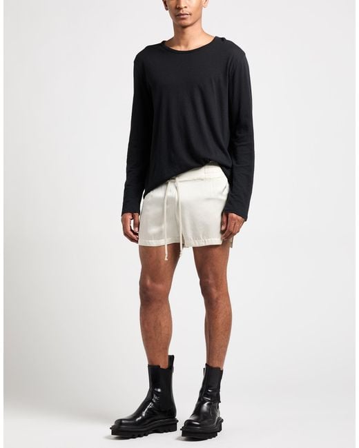 Rick Owens Natural Shorts & Bermuda Shorts Acetate, Viscose for men
