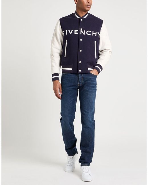 Givenchy Blue Jacket Calfskin, Wool, Polyamide for men