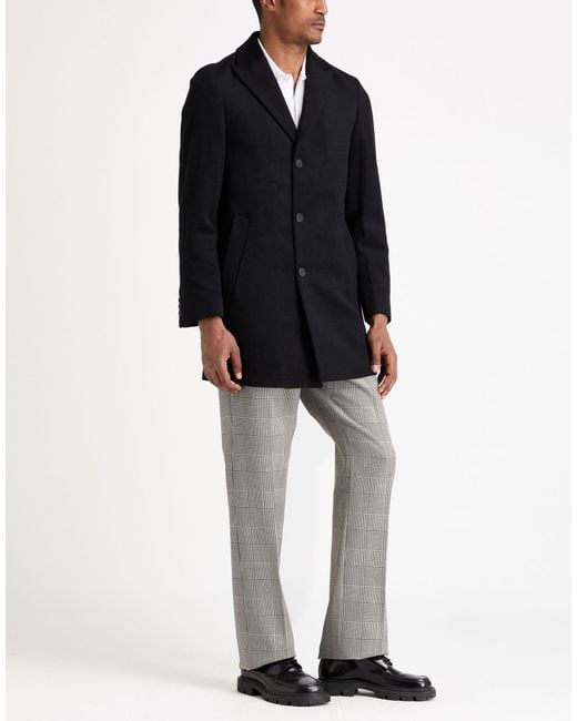 DIGEL Black Coat Wool, Polyester, Cashmere for men