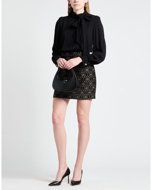Elisabetta Franchi Black Mini Dress Viscose, Acetate, Polyester, Polyamide