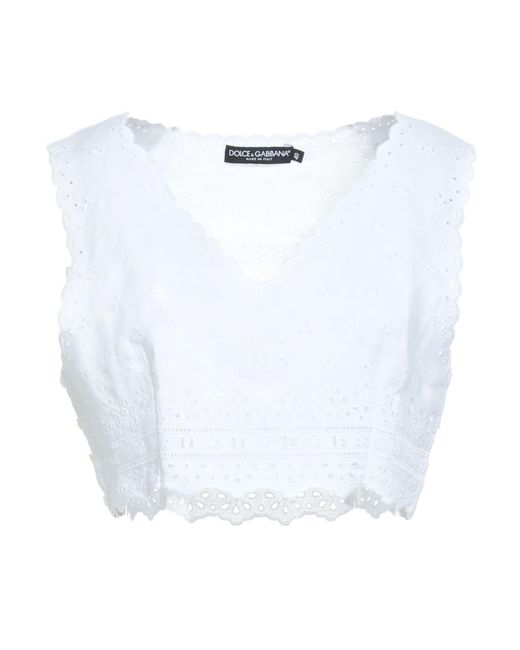 Dolce & Gabbana White Top Linen, Silk